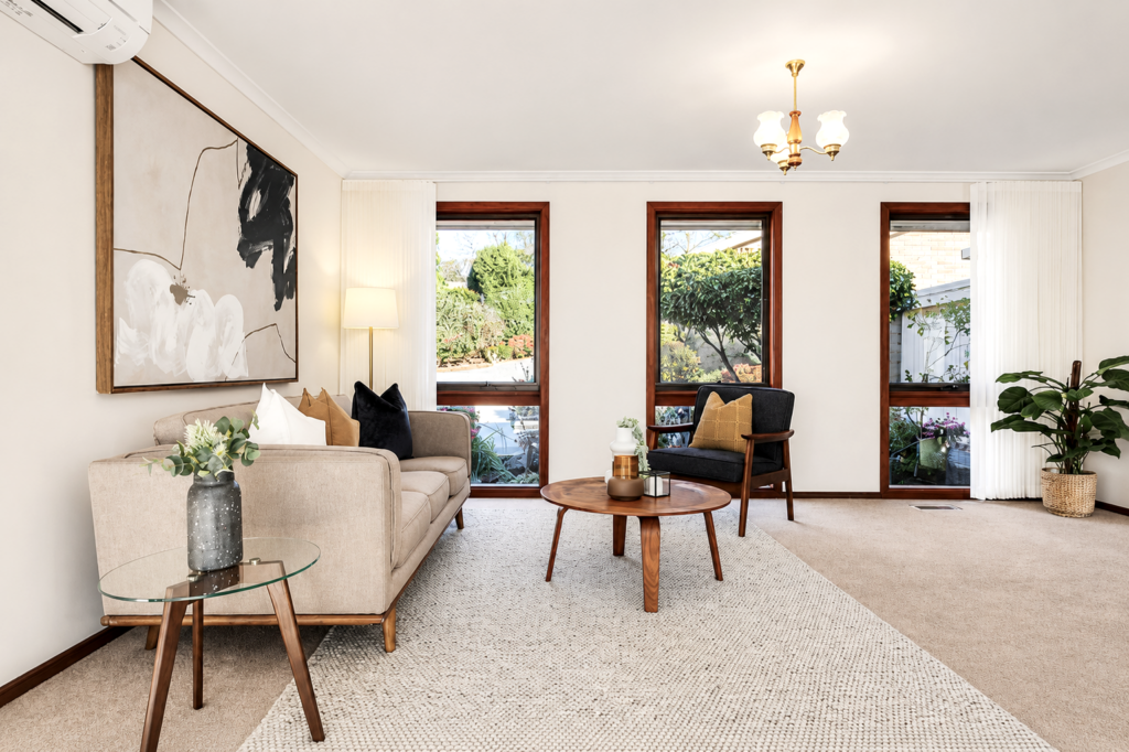 A standard lounge in Mitcham staged with minimalist design