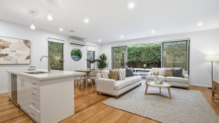 staged family room in a townhouse in ormond